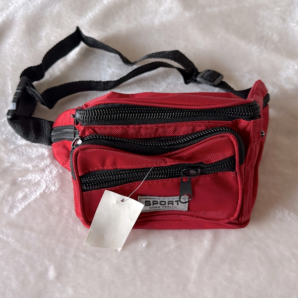Red black fanny pack